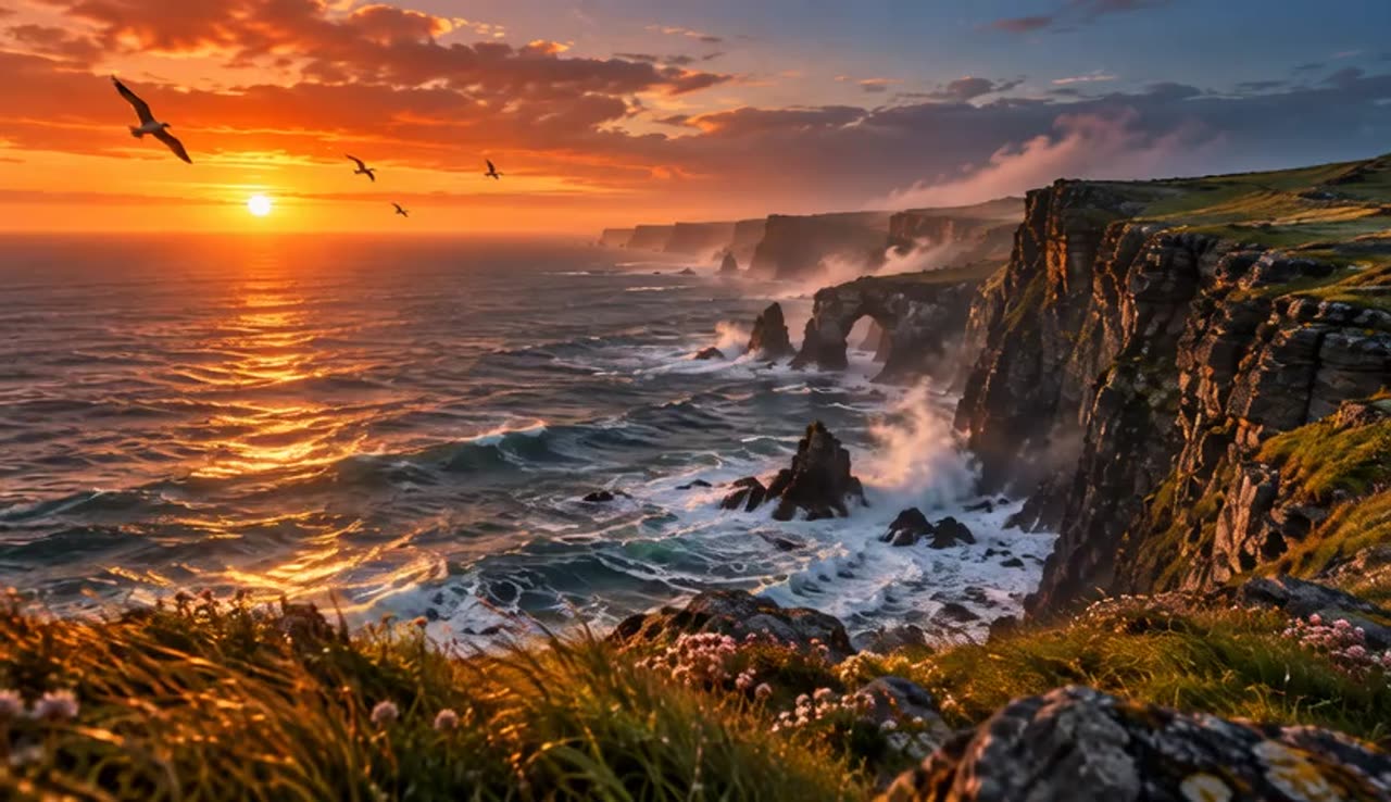 Ocean cliff at golden hour